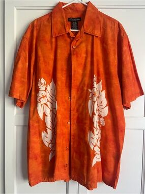 No Boundaries Orange Hawaiian Short-Sleeve Shirt